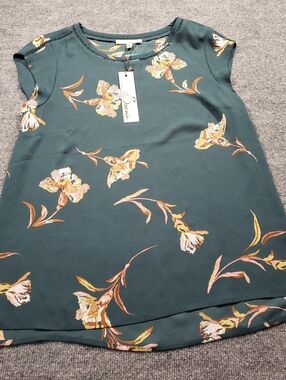 Les Serein Women's Tara Lattice Trim Floral  Blouse XXL- Runs Small- NWT- Boho